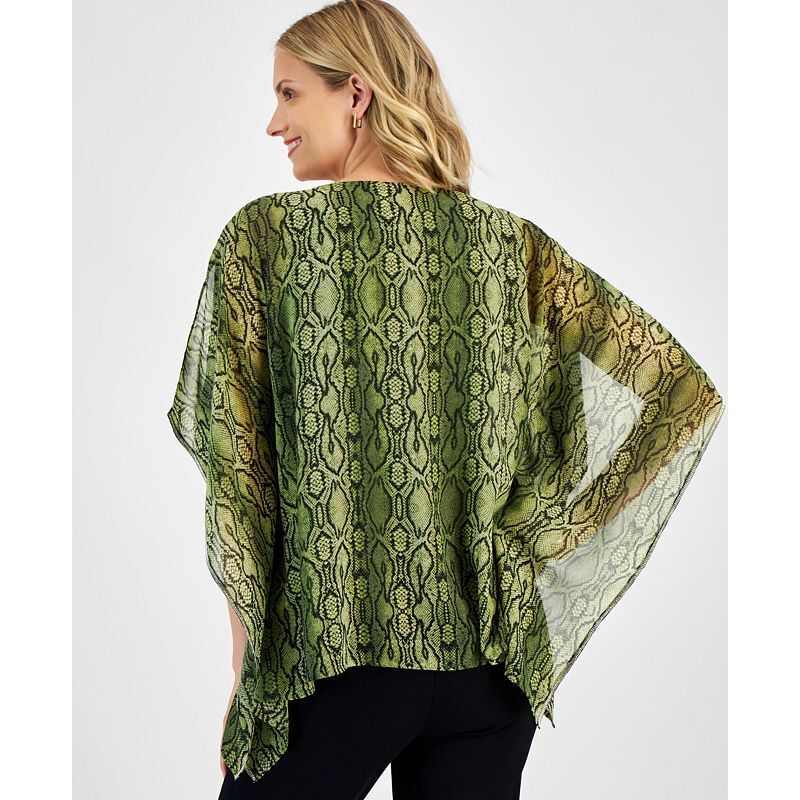 쁘띠 파이톤 쉬폰 판초 탑 Petite Fancy Python Chiffon Poncho Top, Created for Macy's 18618689 Aged Pine