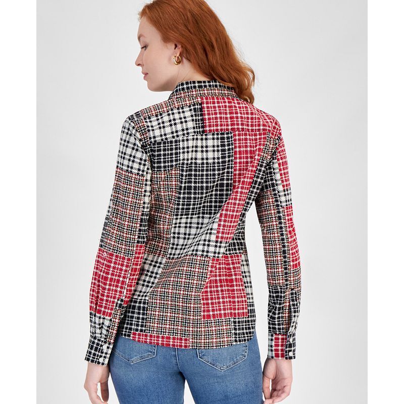 여성 셔츠 Women's Crescent Pond Plaid Roll-Tab Shirt 18936868 Black Multi