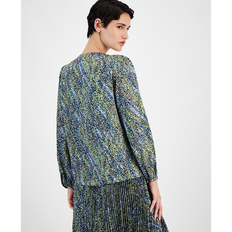 여성 프린팅 브이넥 롱슬리브 블라우스 Women's Printed V-Neck Long-Sleeve Blouse 19618220 Deep Sea