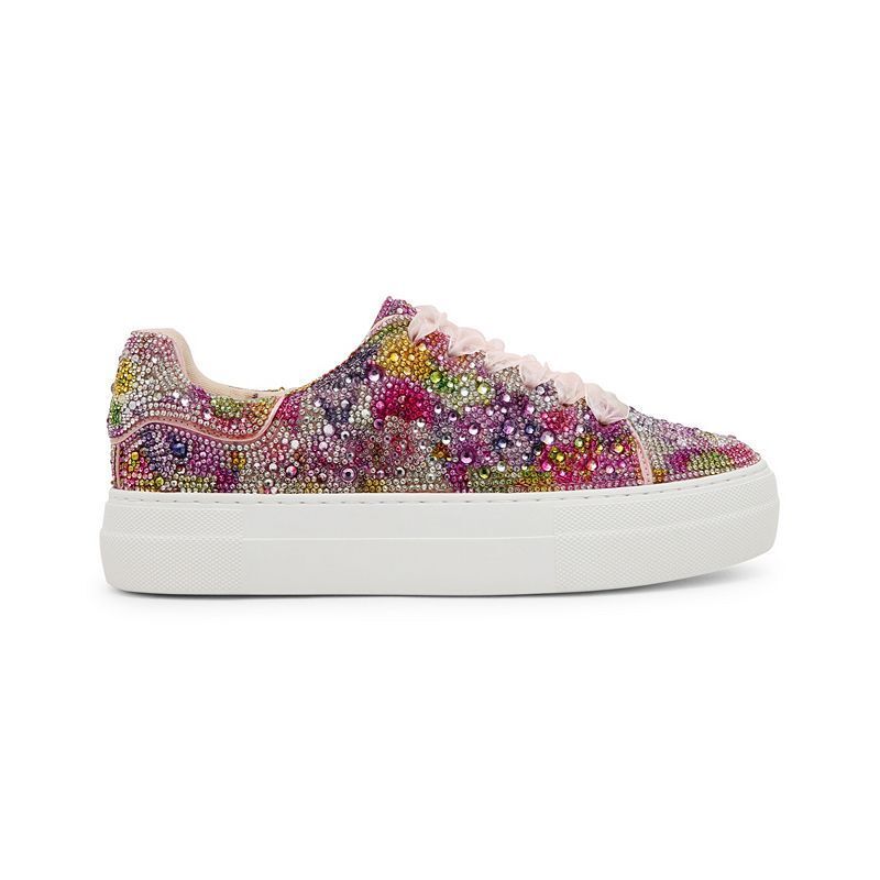 레이스업 플랫폼 스니커즈 Betsey Johnson Sidny Lace-Up Rhinestone Platform Sneakers 13562151 Bright Floral