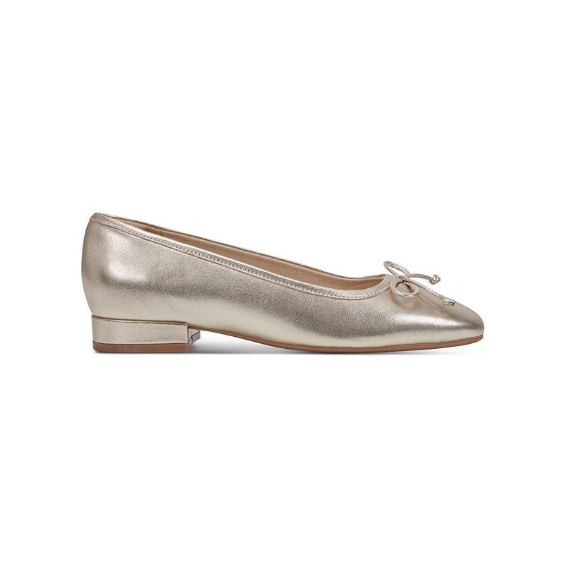 여성 스퀘어 슬립온 발레 드레스 플랫슈즈 Women's Sadie Square Toe Slip-On Ballet Dress Flats 19342146 Gold Leather