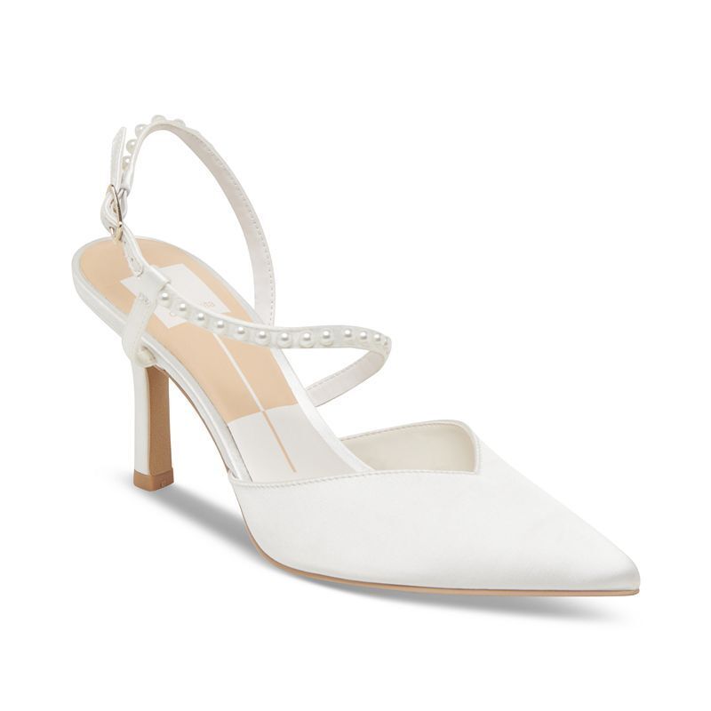 여성 진주 스틸레토 펌프스 Women's Kamra Pearl Stiletto Pumps 20148795 True White Satin
