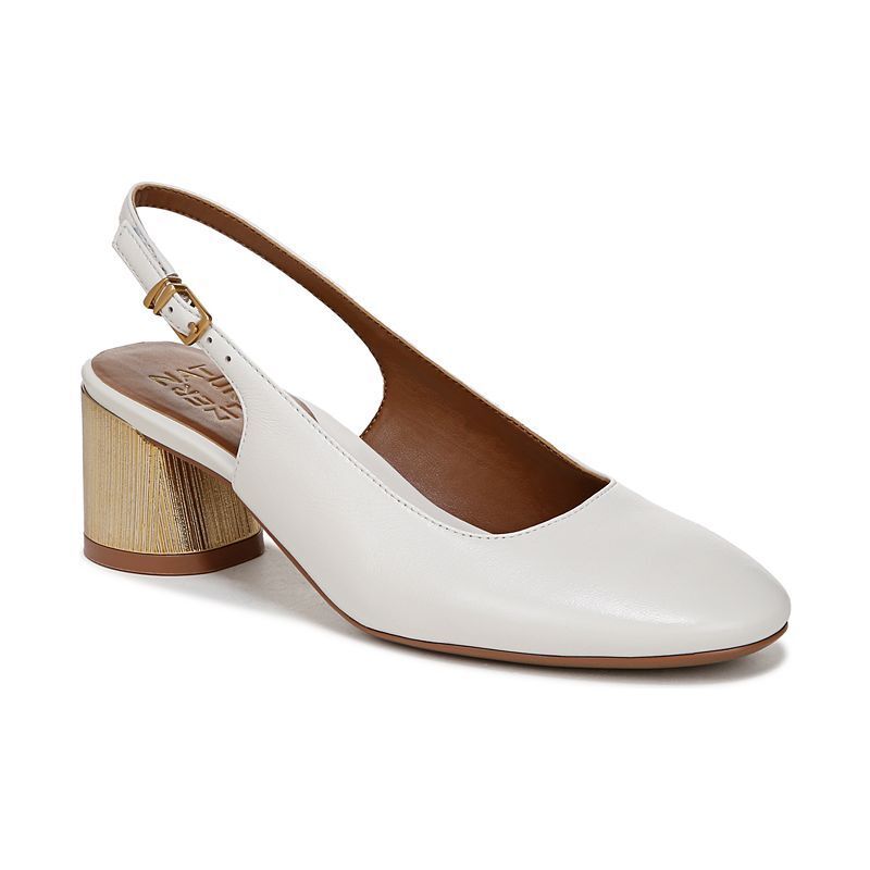 여성 라운드 슬링백 펌프스 Women's Lane Closed Round Toe Slingback Pumps 21098521 Warm White Leather