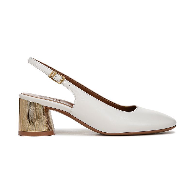여성 라운드 슬링백 펌프스 Women's Lane Closed Round Toe Slingback Pumps 21098521 Warm White Leather