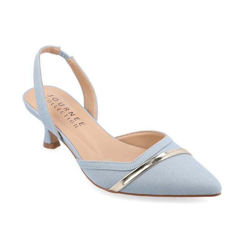 여성 슬링백 힐 펌프스 Women's Nellia Slingback Kitten Heel Pumps 15033294 Denim