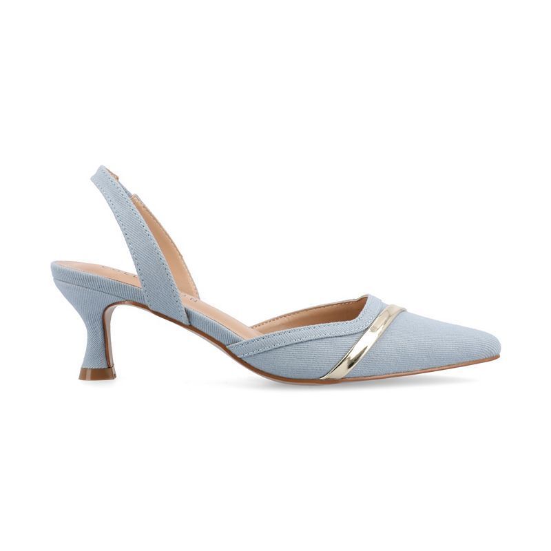 여성 슬링백 힐 펌프스 Women's Nellia Slingback Kitten Heel Pumps 15033294 Denim