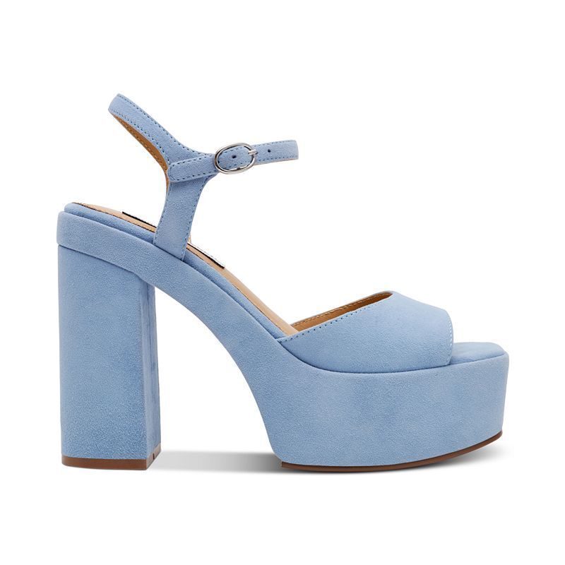 여성 플랫폼 샌들 Women's Odina Two-Piece Platform Sandals 20638461 Light Blue Suede