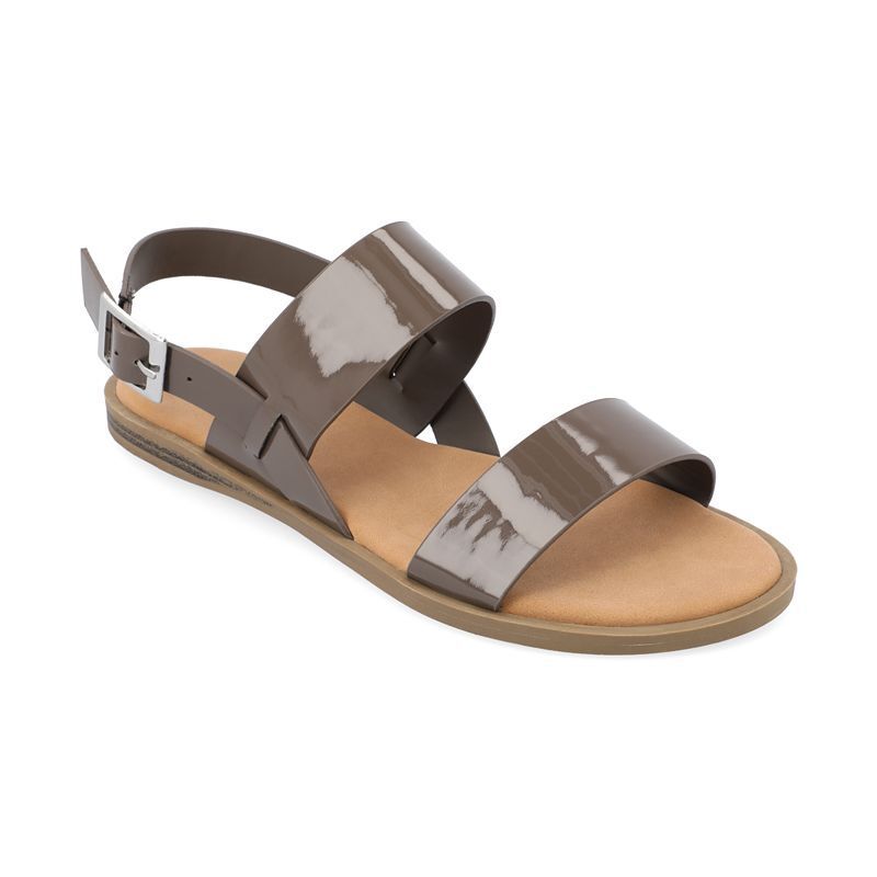 여성 더블 스트랩 플랫 샌들 Women's Lavine Double Strap Flat Sandals 9597463 Taupe Patent