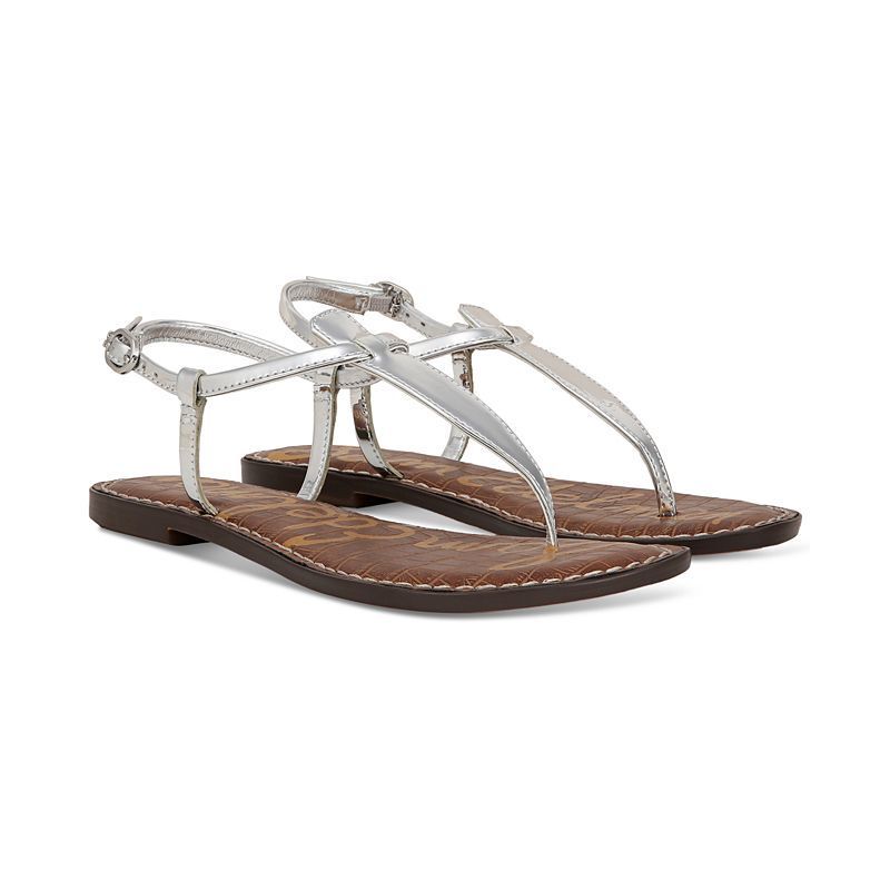 여성 플랫 샌들 Women's Gigi T-Strap Flat Sandals 14947672 Soft Silver Faux Leather