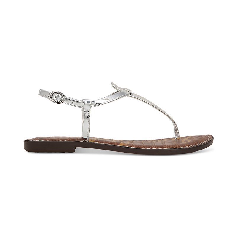 여성 플랫 샌들 Women's Gigi T-Strap Flat Sandals 14947672 Soft Silver Faux Leather