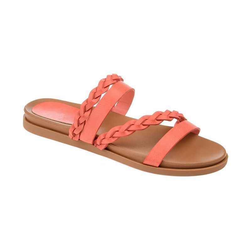 여성 브레이디드 오픈 플랫 샌들 Women's Colette Braided Strappy Open Toe Flat Sandals 9597435 Coral