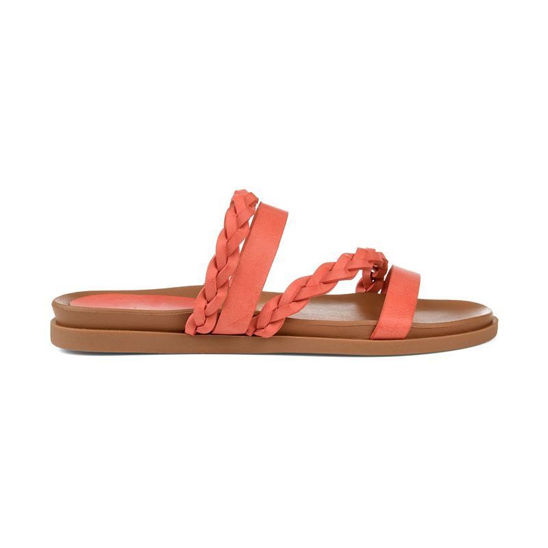 여성 브레이디드 오픈 플랫 샌들 Women's Colette Braided Strappy Open Toe Flat Sandals 9597435 Coral