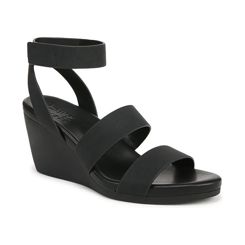 여성 웨지 샌들 Women's Priya Strappy Wedge Sandals 20522135 Black Faux Nubuck