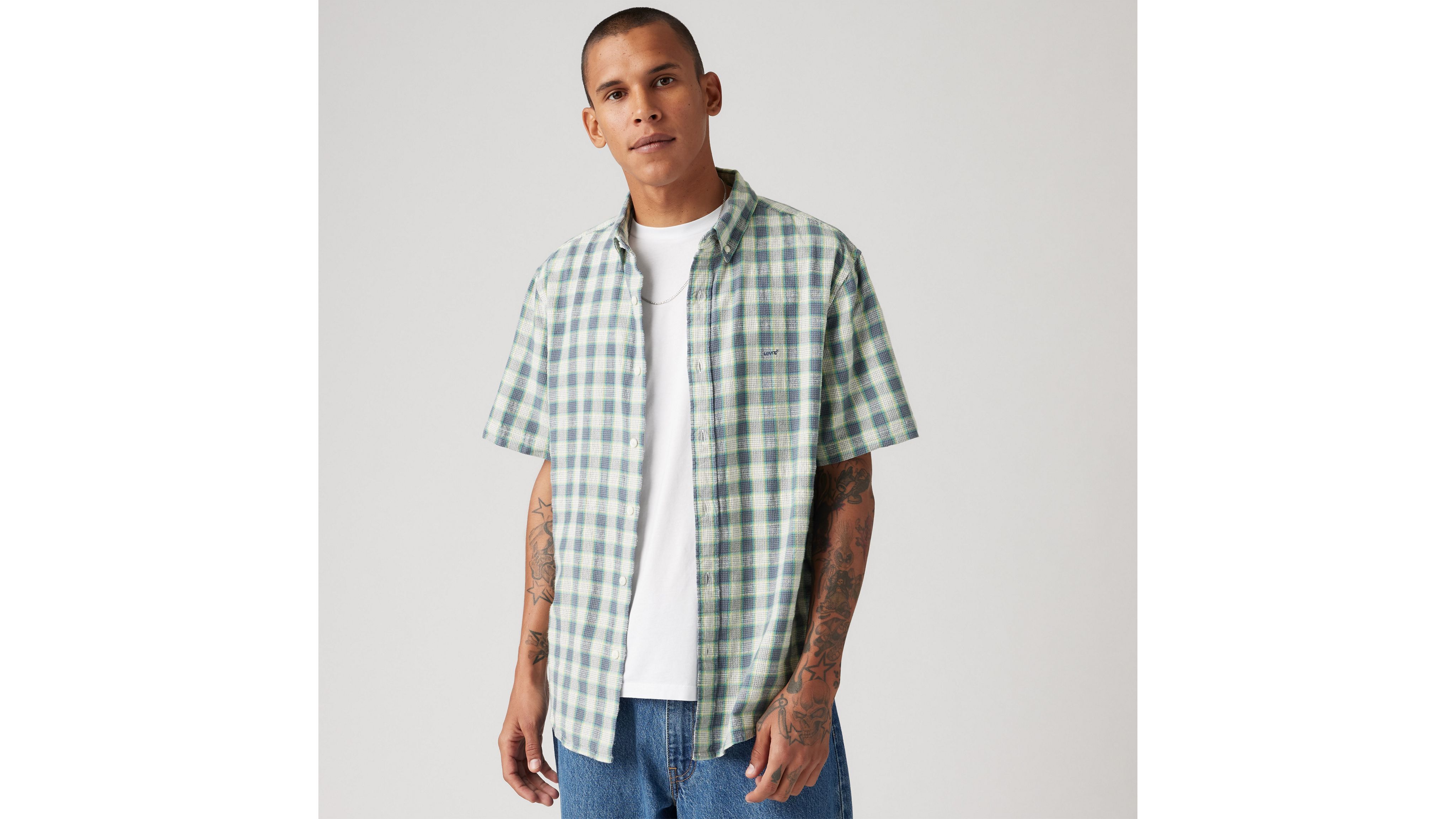 숏 슬리브 셔츠 Short Sleeve Authentic Button-down Shirt A91610013