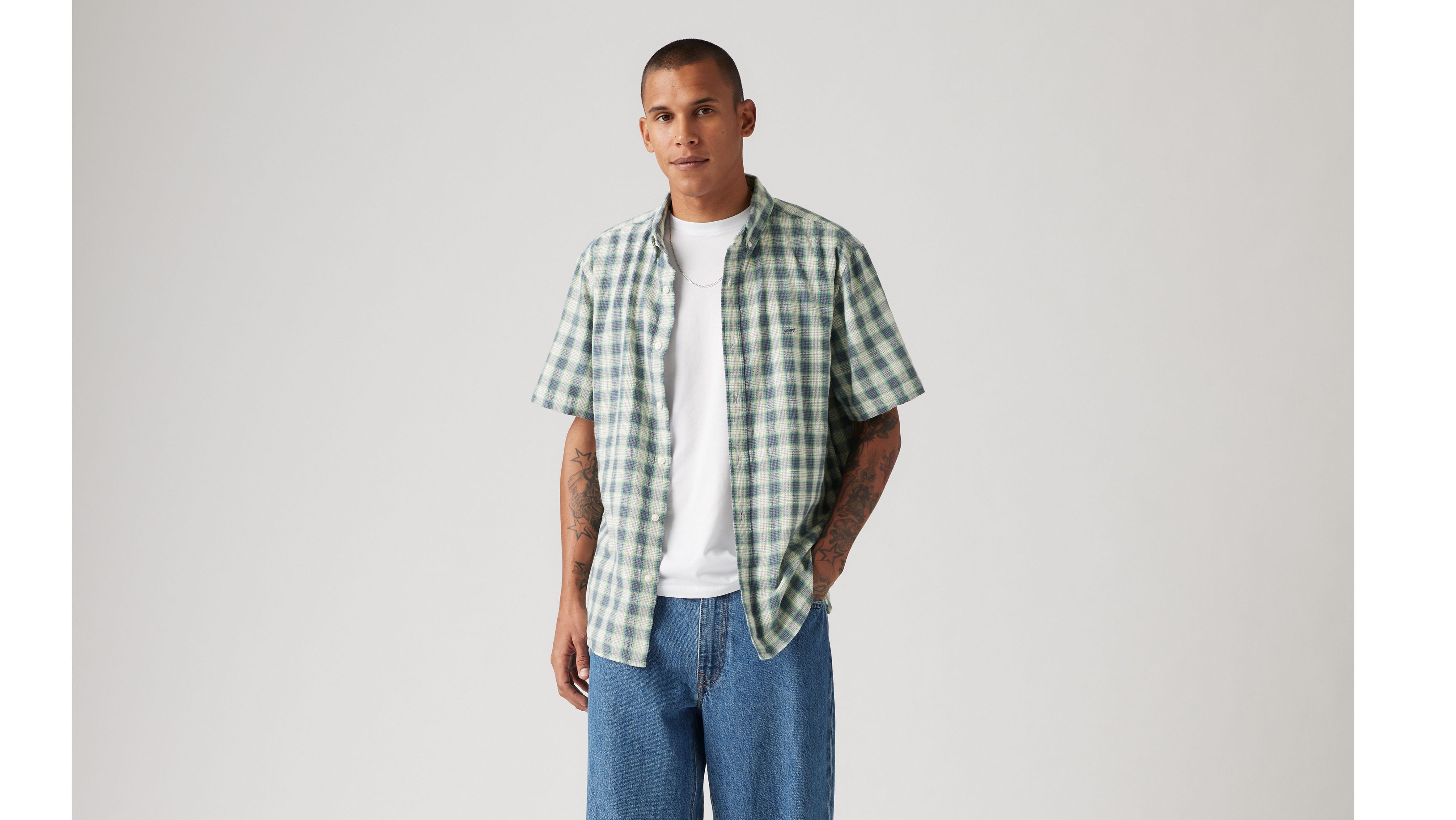 숏 슬리브 셔츠 Short Sleeve Authentic Button-down Shirt A91610013