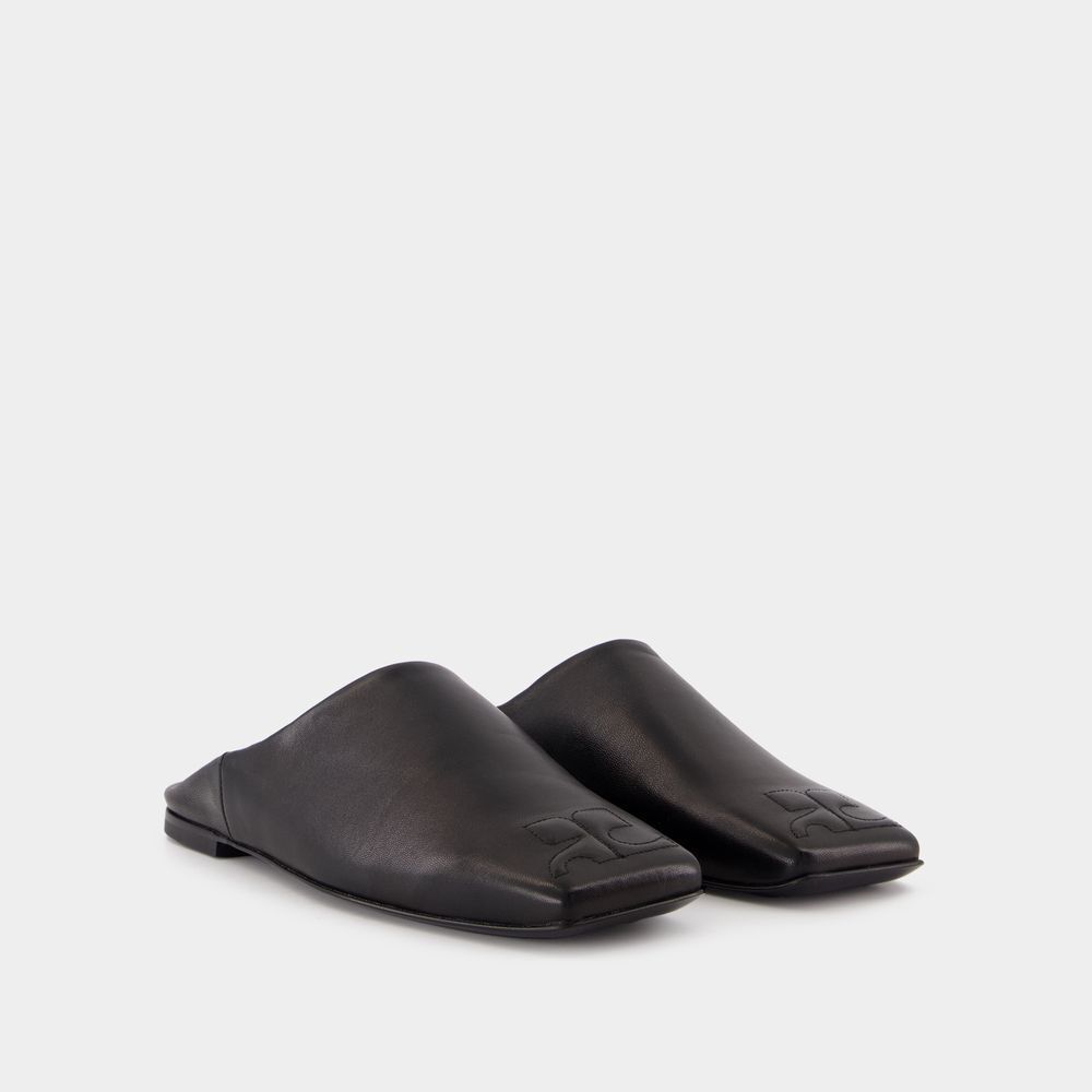 헤리티지 쉐도우 뮬 가죽 블랙 Heritage Shadow Mules - Courreges - Leather - Black