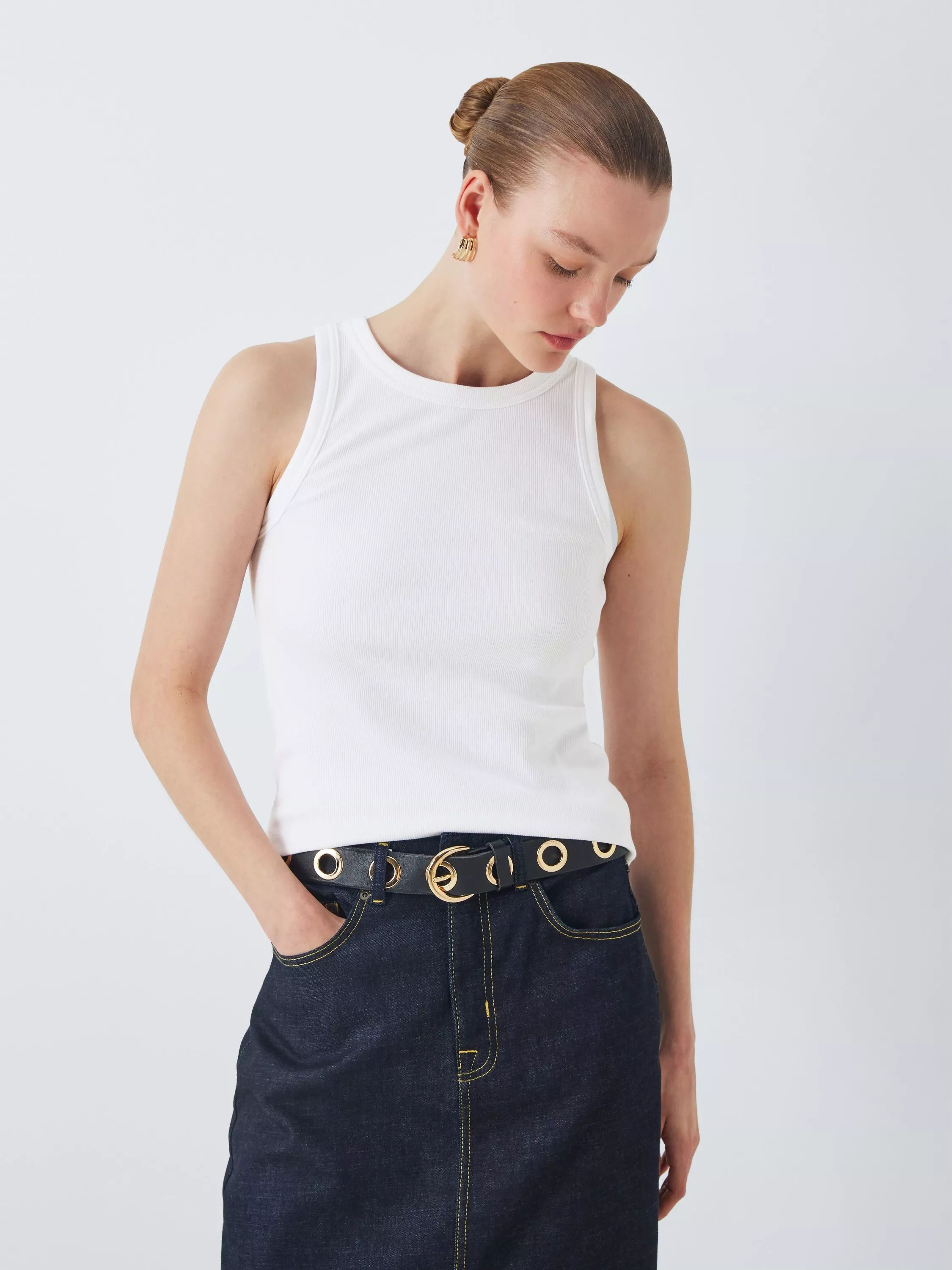 오가닉 코튼 베스트 탑 Ribbed Organic Cotton Vest Top 112627840 White