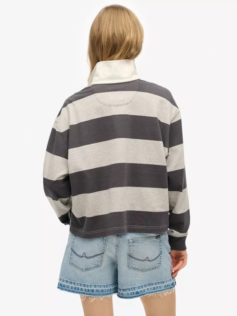 에센셜 스트라이프 탑 그레이 Athletic Essentials Stripe Rugby Top, Charcoal/ Grey Marl 113249613