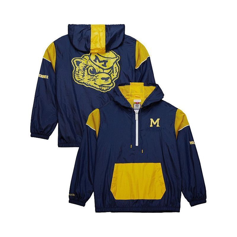 남성 네이비 아노락 빈티지 로고 후디 자켓 Men's Navy Michigan Wolverines Anorak Vintage Logo Half-Zip Hoodie Jacket 20715161 Navy