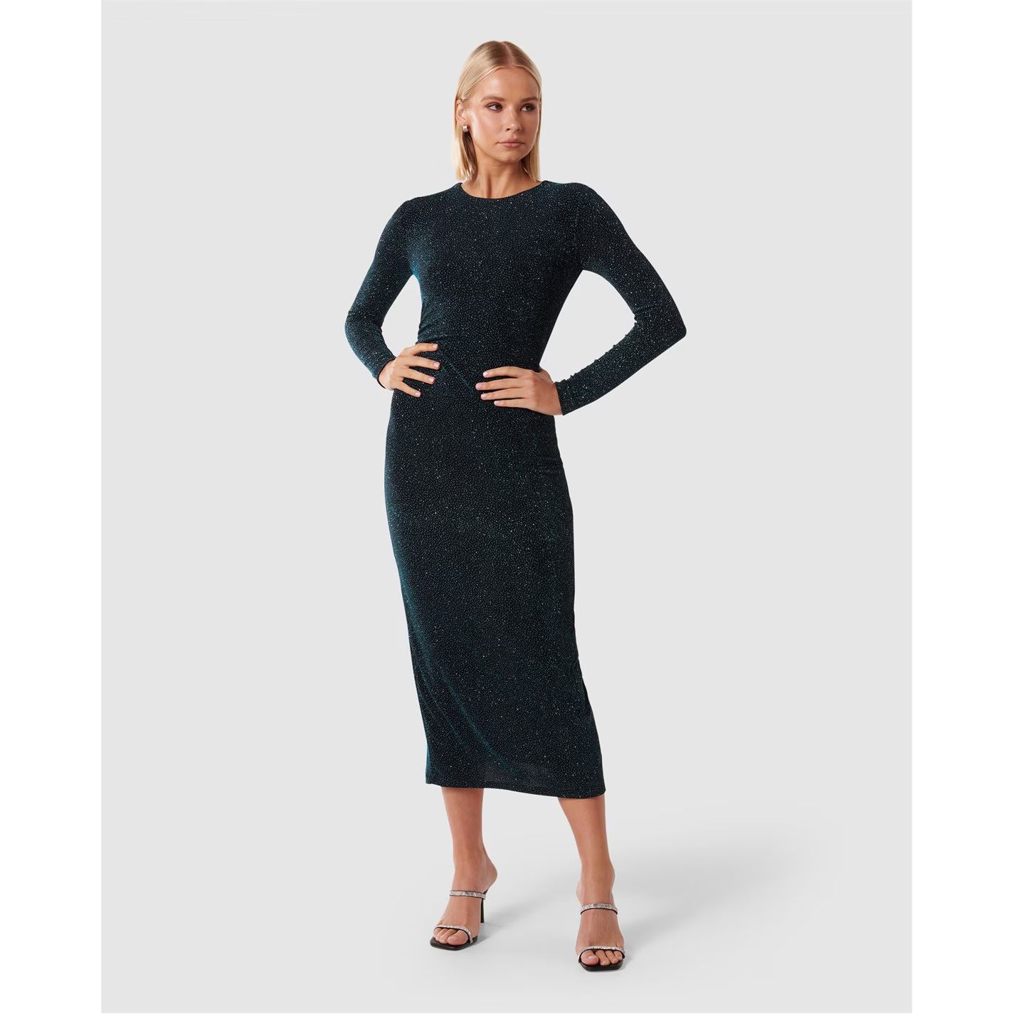 모니카 바디콘 드레스 Monica Ruched Glitter Bodycon Dress Teal Glitter 30942218