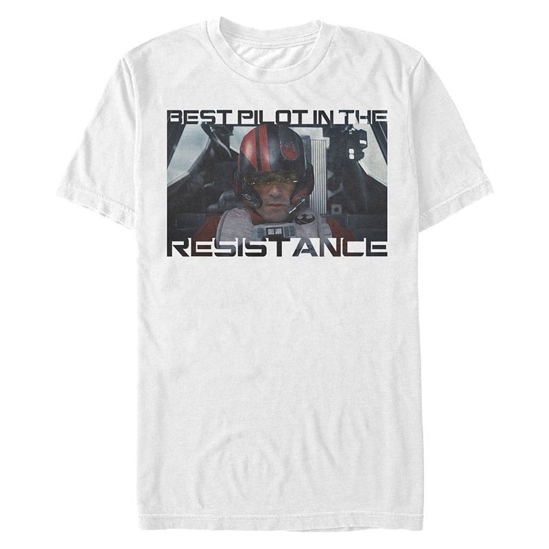 별 남성 파일럿 더 숏 슬리브 티셔츠 Star Wars Men's Poe Dameron Best Pilot In The Resistance Short Sleeve T-Shirt 10052498 White