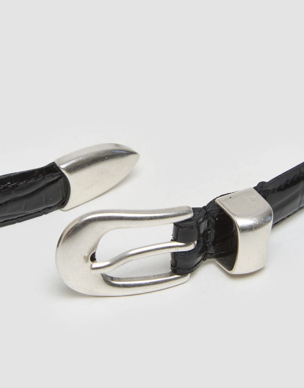 Our Legacy Croc H Licorice Croc Bull Hide 2cm Belt Black