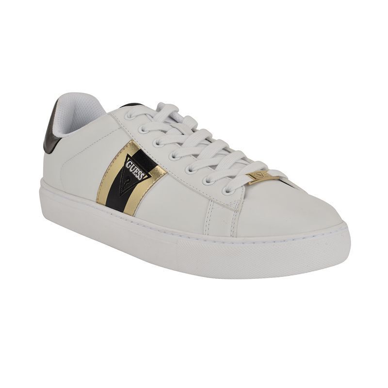 남성 라운드 레이스 업 스니커즈 Men's Bertell Round Toe Lace Up Fashion Sneakers 21069409 White, Metallic multi