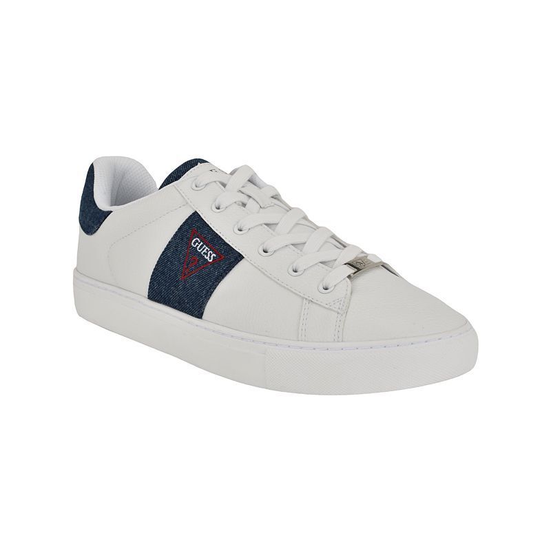 남성 라운드 레이스 업 스니커즈 Men's Bertell Round Toe Lace Up Fashion Sneakers 21069409 White, Denim multi