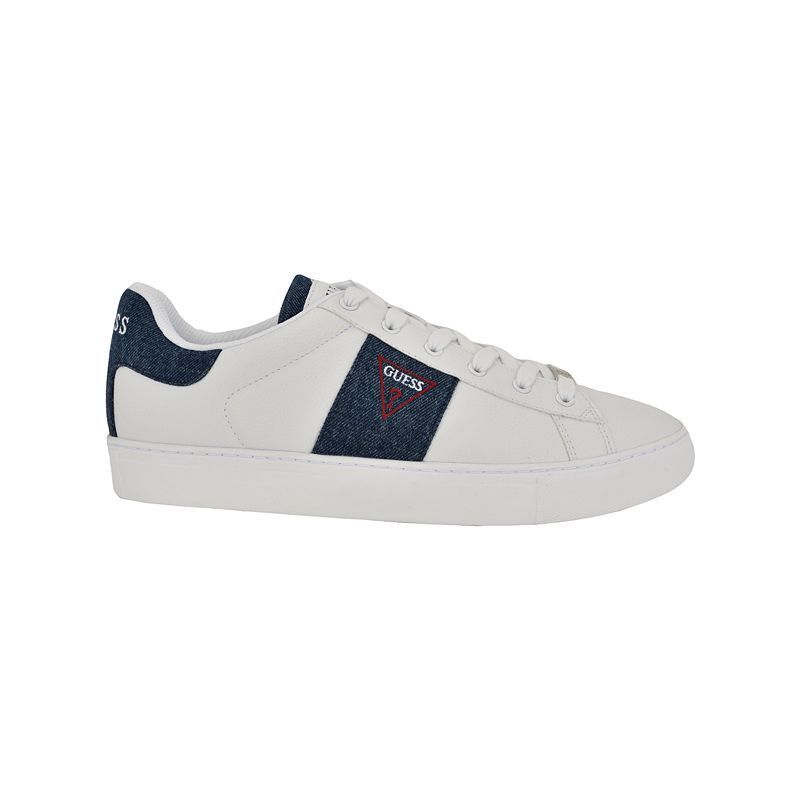 남성 라운드 레이스 업 스니커즈 Men's Bertell Round Toe Lace Up Fashion Sneakers 21069409 White, Denim multi