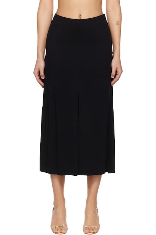 블랙 슬릿 미디 스커트 Black Front Slit Midi Skirt 17305871