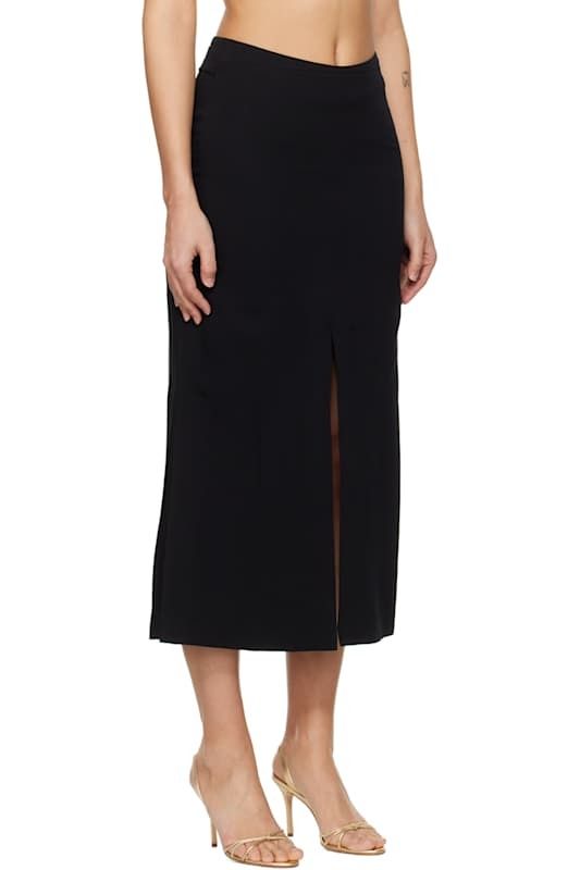 블랙 슬릿 미디 스커트 Black Front Slit Midi Skirt 17305871