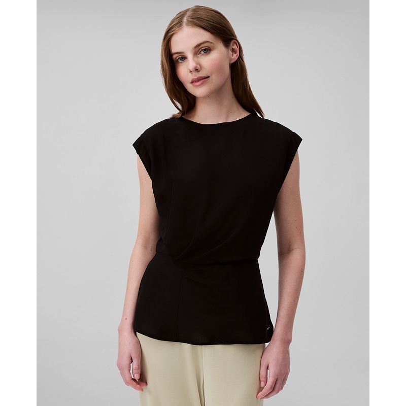 여성 쉬폰 탑 Women's Twisted-Front Chiffon Top 20919381 Black