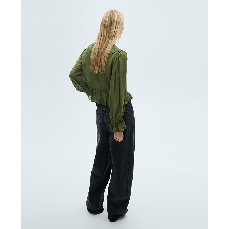 여성 러플 블라우스 탑 Women's Ruffled Blouse Top 20758987 Olive
