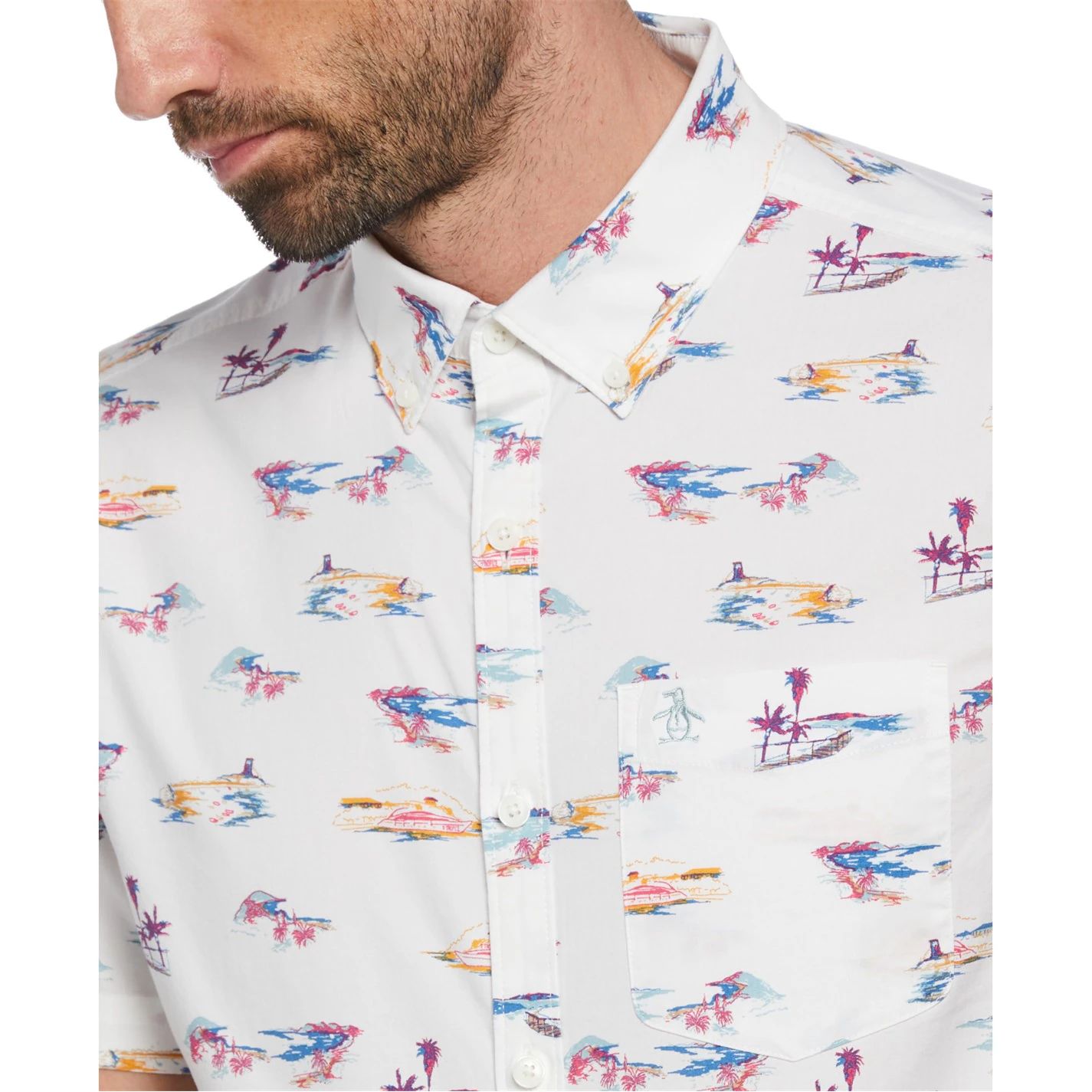 숏 슬리브 남성 브라이트 화이트 Short Sleeve All-Over-Print Mens Bright White 55060001