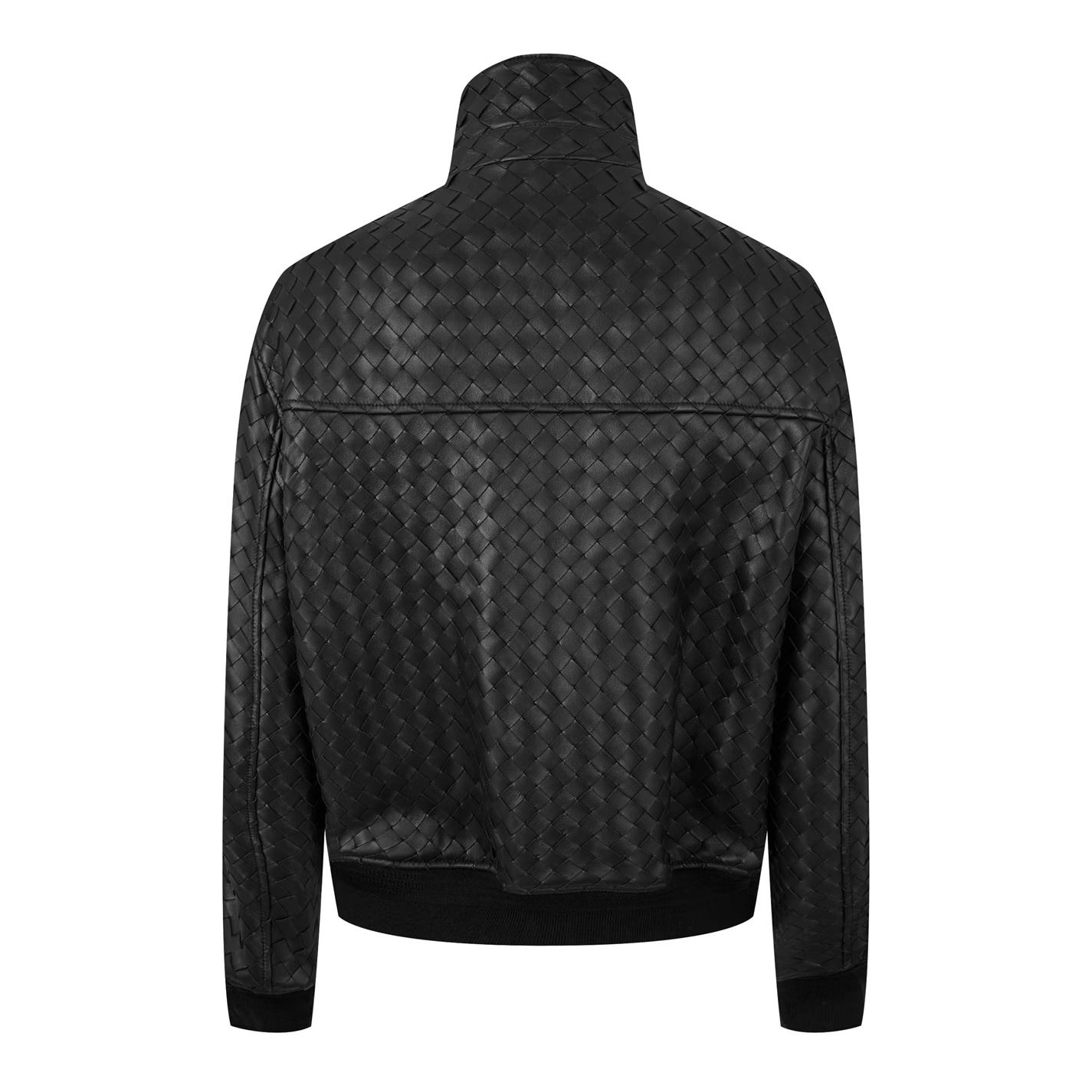 인트레치아토 가죽 블루종 자켓 Intrecciato Leather Blouson Jacket 615539 Fondant