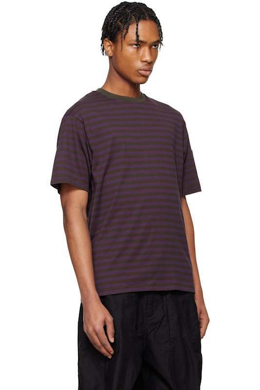 퍼플 블랙 코튼 스트라이프 티셔츠 Purple & Black Cotton Stripe T-shirt 17295501