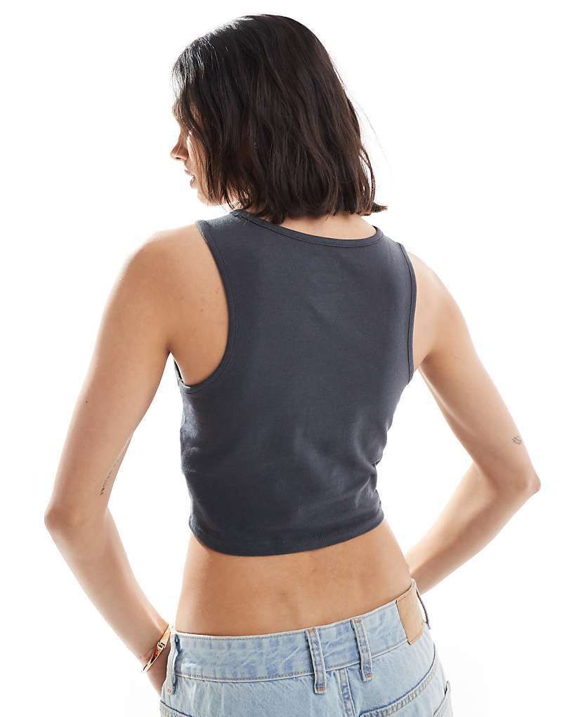 크롭 Blur   Figurbetontes Cropped Tanktop in Asphaltgrau 207733022Asphalt