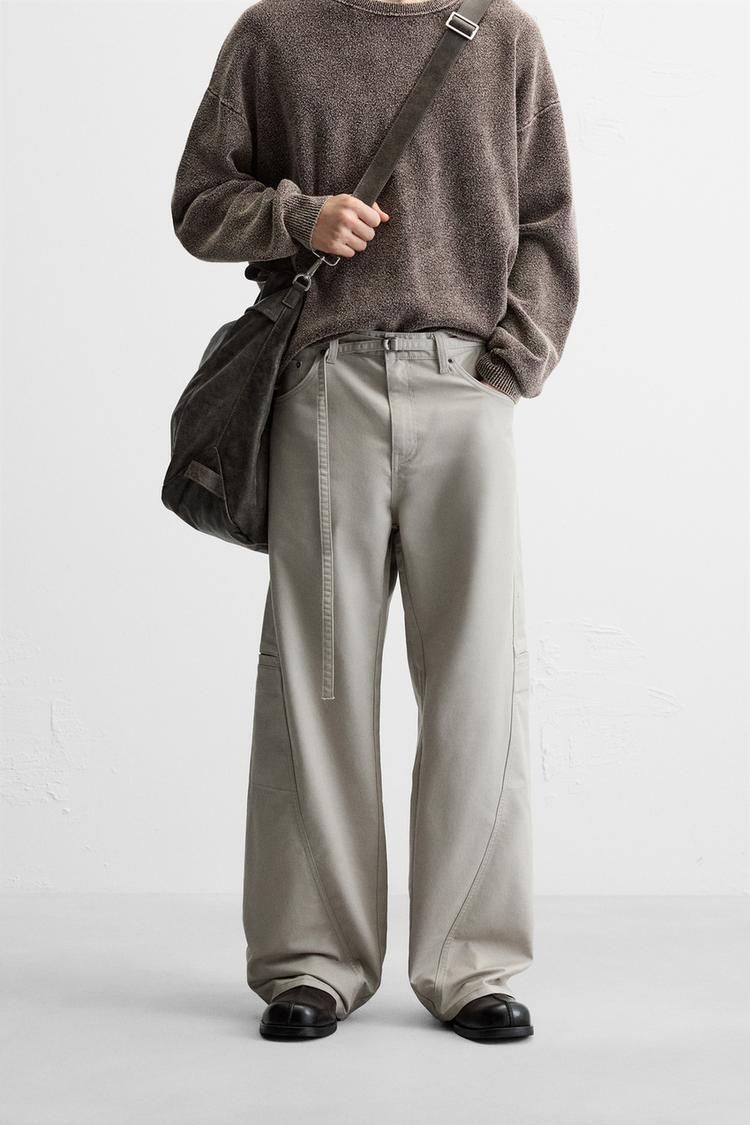 릴렉스 핏 바지 벨트 RELAXED FIT TROUSERS WITH BELT 416006314