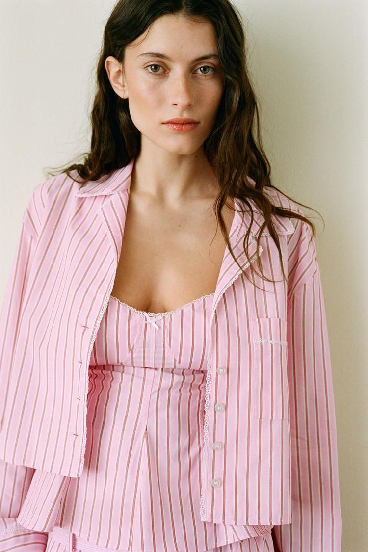스트라이프 포플린 크롭 셔츠 STRIPED POPLIN CROPPED SHIRT 435418864