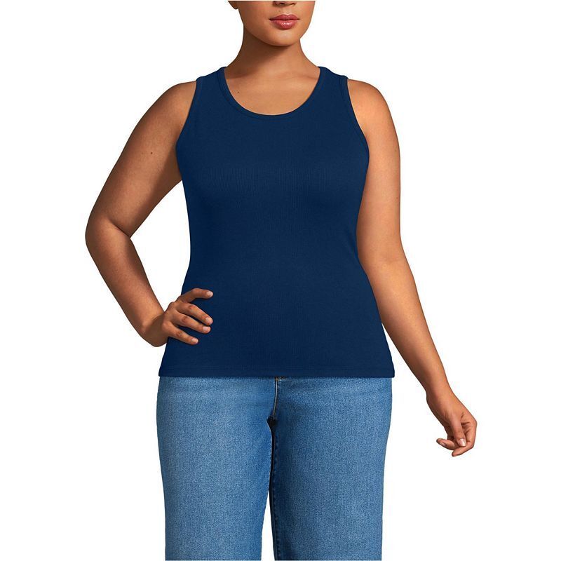 탱크 탑 Plus Size Drapey Rib Skimming Tank Top 21553702 Deep sea navy