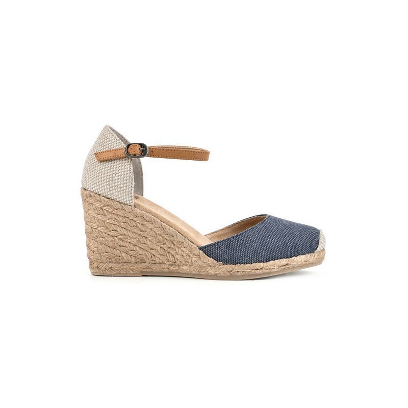 여성 에스파드류 Women's Mamba Espadrille Wedges 16857653 Denim Blue Fabric