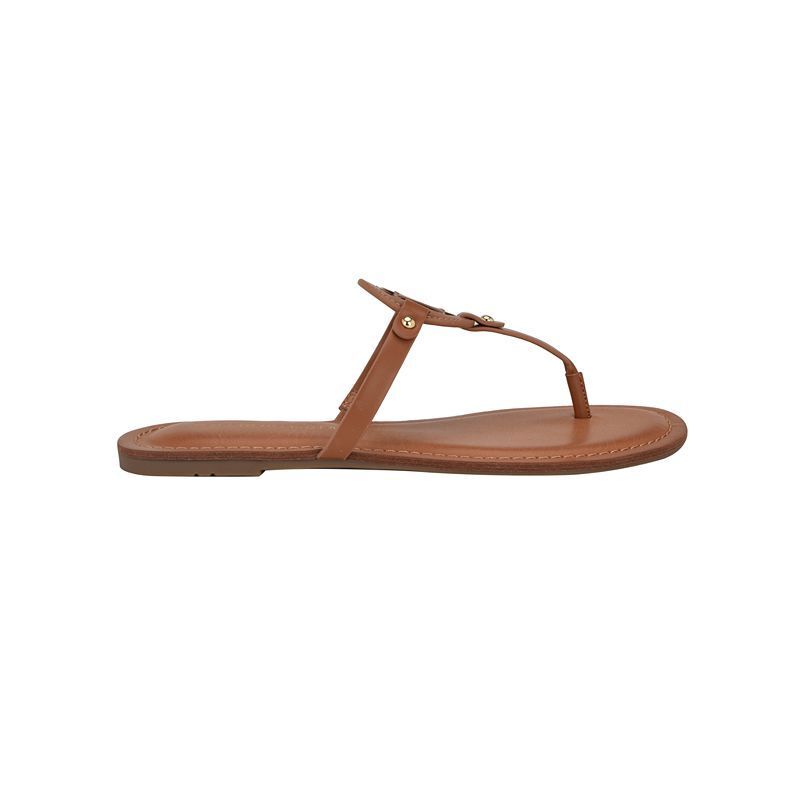 로고 플랫 샌들 Litzy Logo Flat T-Strap Flat Sandals 18159328 Brown