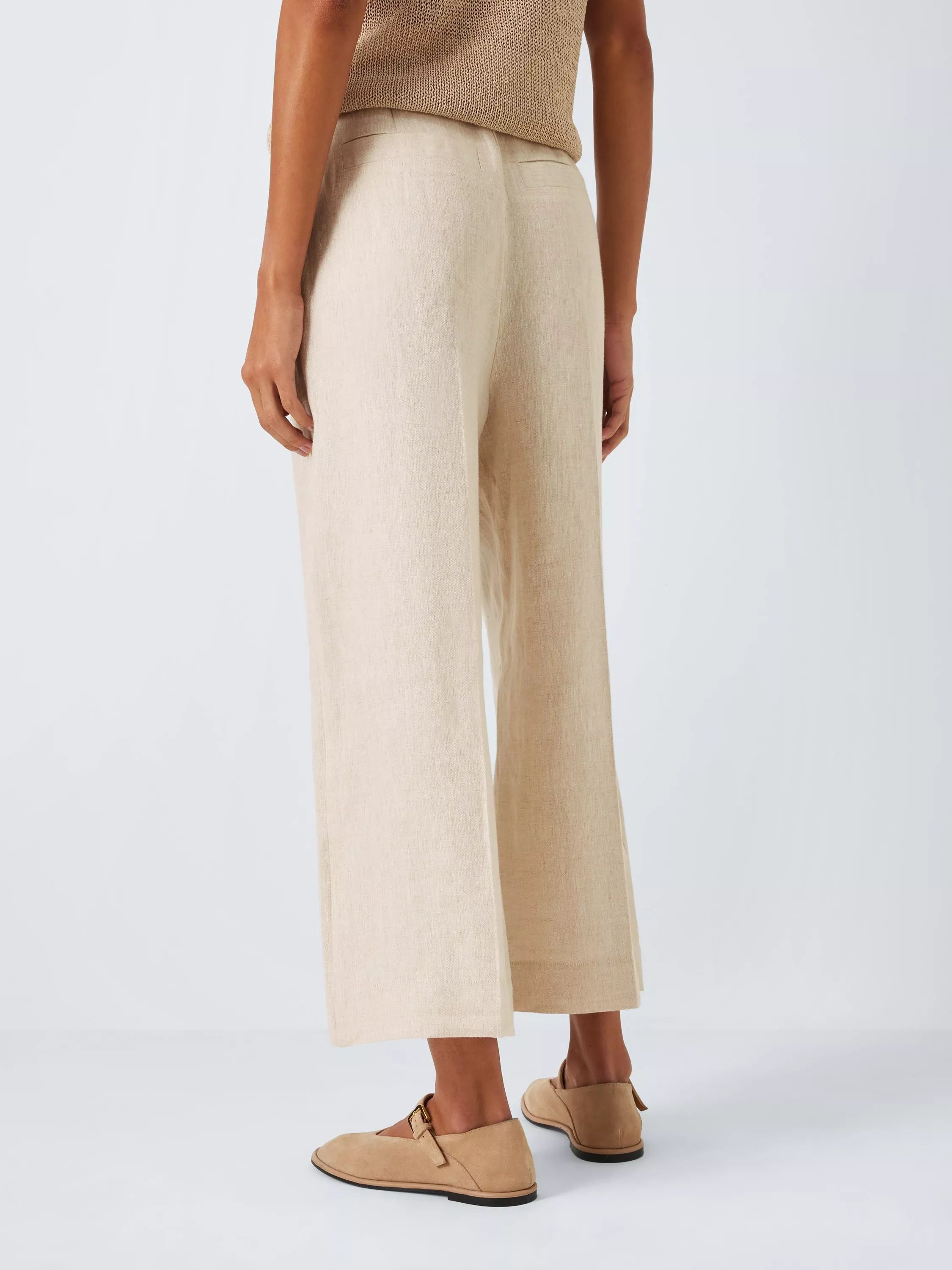 크롭 린넨 바지 Cropped Linen Trousers 112627814 Natural