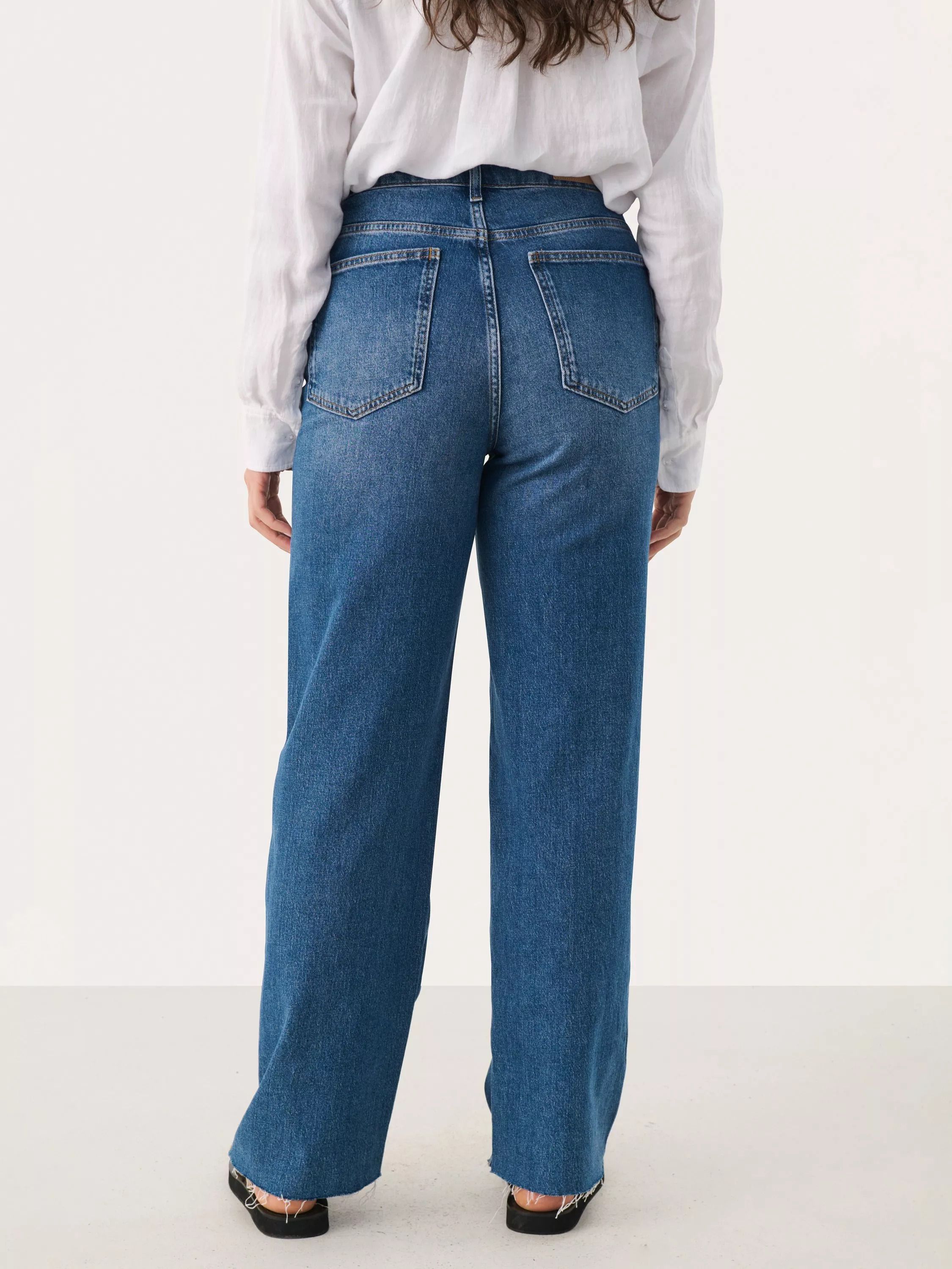와이드 데님 미디움 블루 Simona Wide Leg Jeans, Medium Blue 113045170