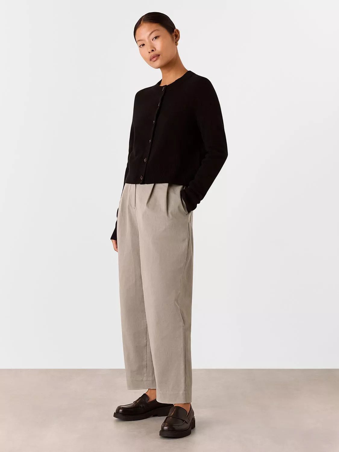 쁘띠 배럴 바지 Petite Bethany Barrel Leg Trousers, Taupe 112930044