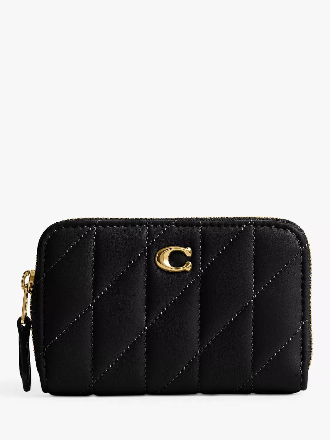 퀼티드 가죽 지퍼 카드지갑 케이스 Quilted Leather Zipped Cardholder Case 113068542 Black