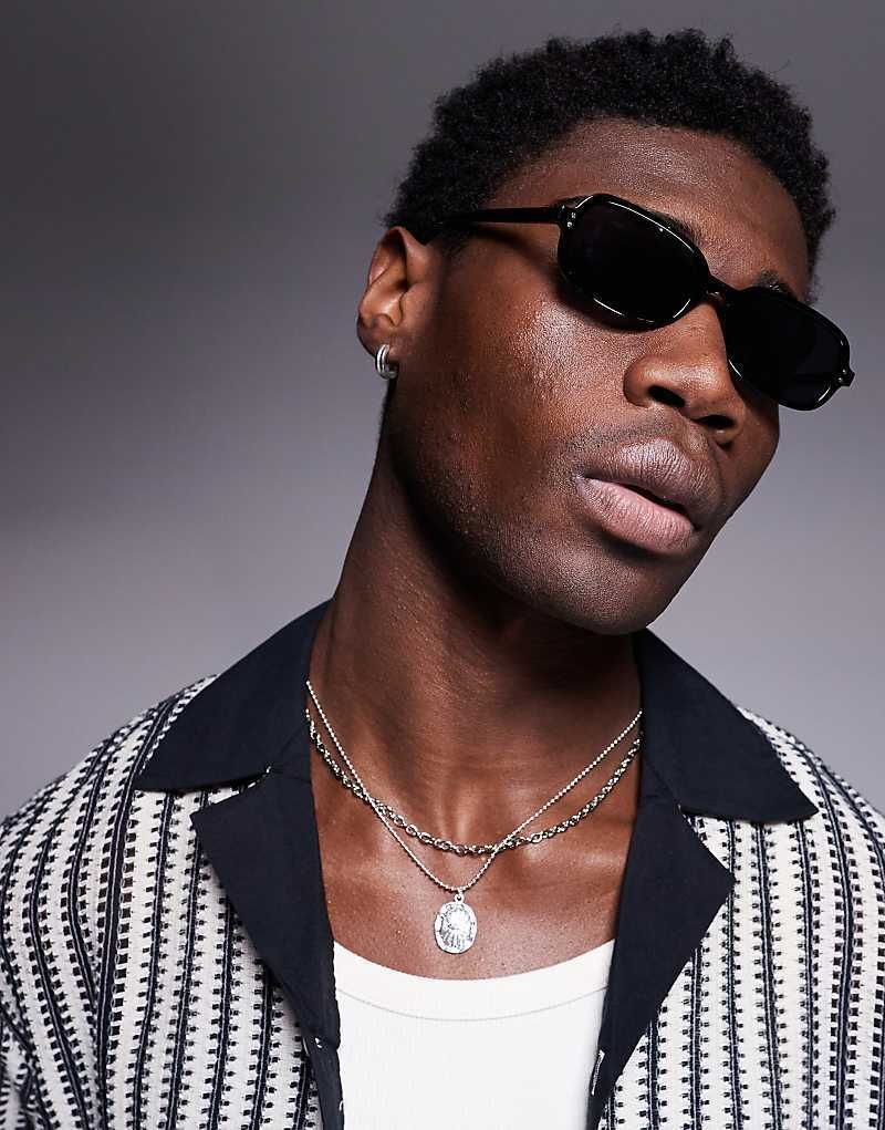 블랙 & Eckige Sonnenbrille in Schwarz mit Retro-Gestell und getonten Glasern 207656070SCHWARZ