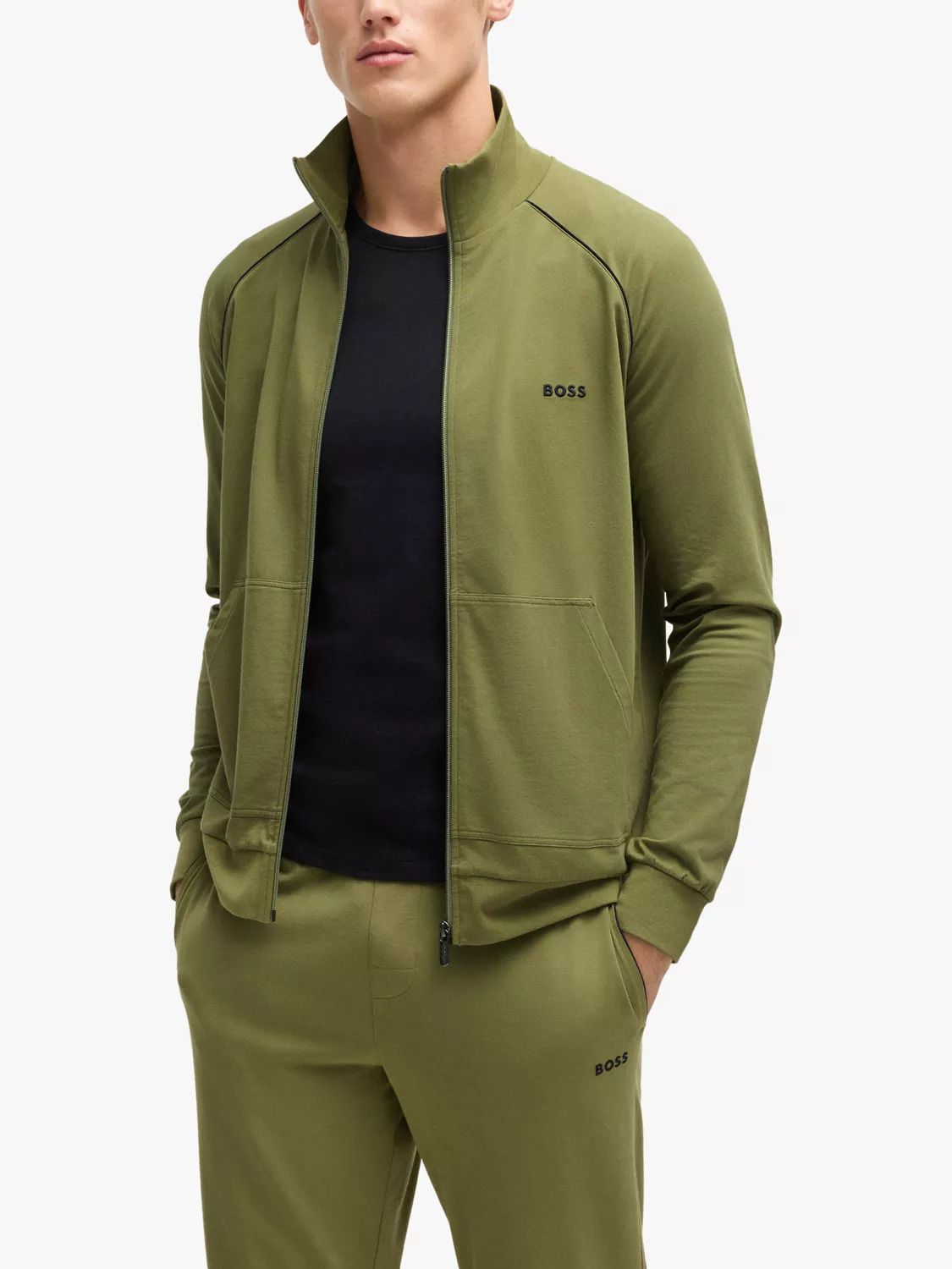 보스 스트래치 코튼 저지 집업 자켓 미디움 그린 BOSS Stretch Cotton Jersey Zip Front Jacket, Medium Green 113170926