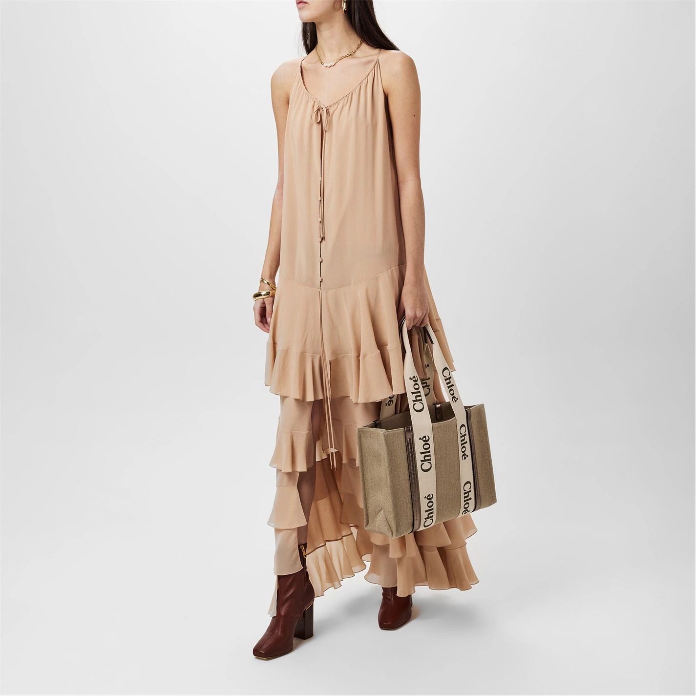 맥시 드레스 Tiered Maxi Dress 320460 Creamy Beige