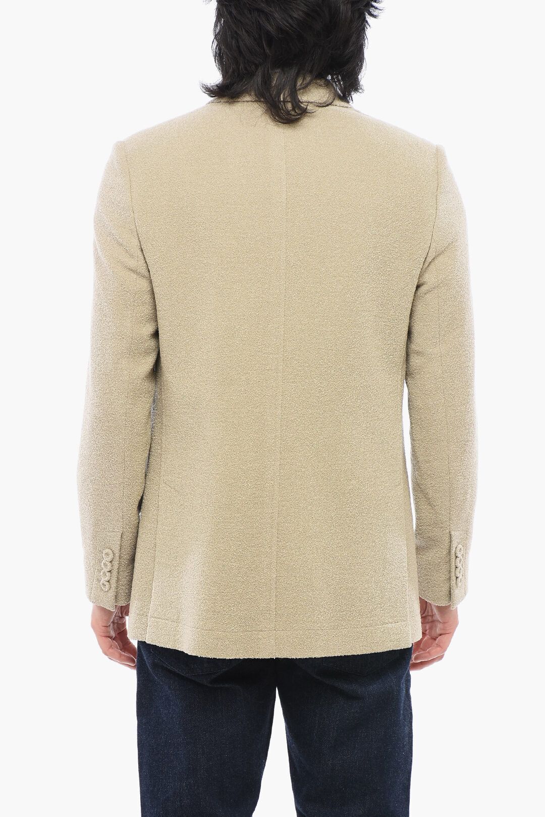 부클 블레이저 Boucle Wool-blended Blazer with Peak Lapel 650040